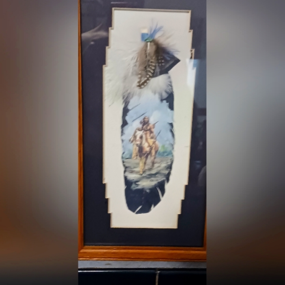 Hand painted native American and pray feathers